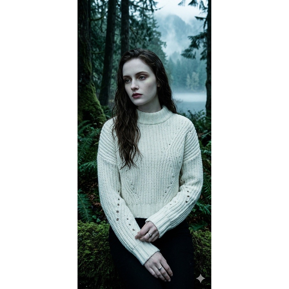 Hollister Cream Chenille Mock Neck Sweater Small Bella Swan Core Twilightcore‎